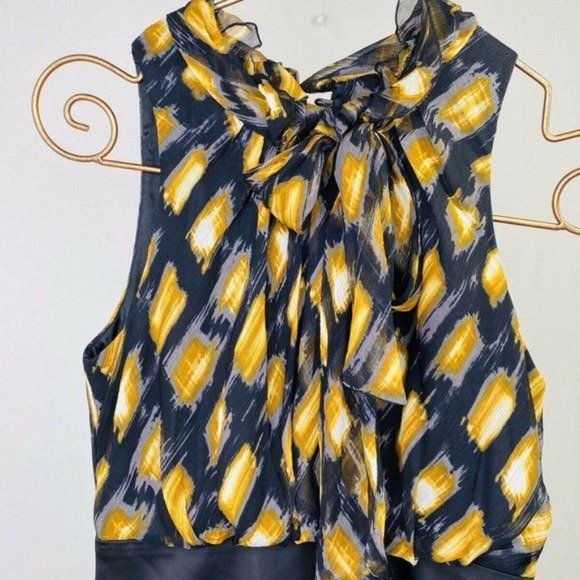 BGBG MAXAZRIA Silk Sheath Dress Ruffle Tie, Halter Top, Mid Length, Sleeveless - Picture 5 of 12